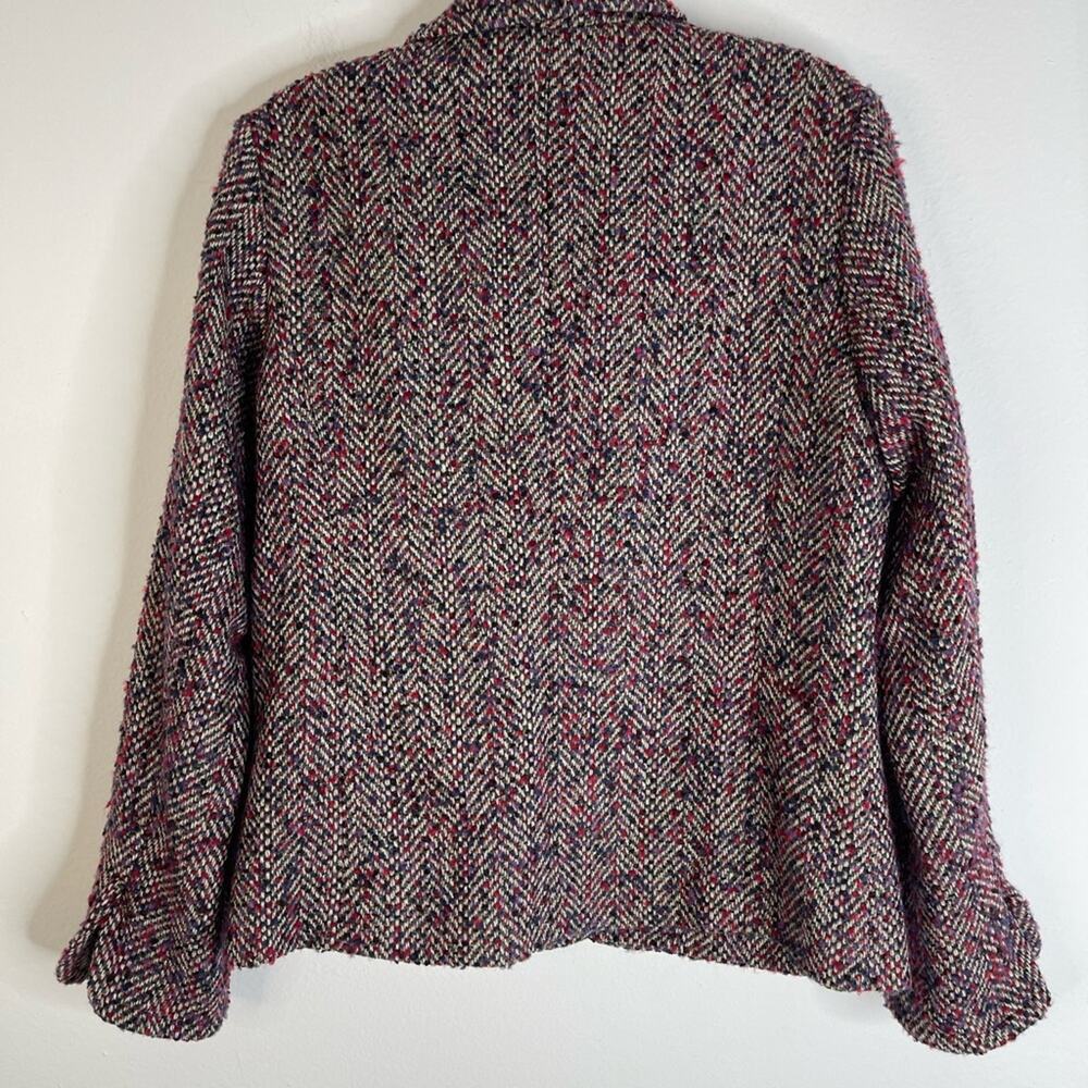 Vintage purple red white wool tweed button preppy office blazer 8 - Picture 7 of 7